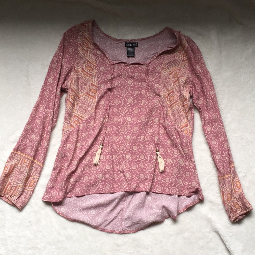 Wet Seal pink long sleeve top Medium